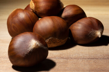 Chestnuts reasting on butcher block