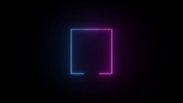 abstract blue and red color neon rectangle on squires on isolate black background