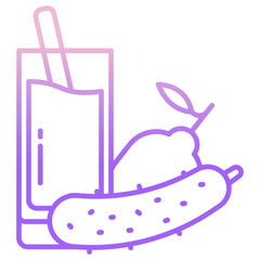 Fototapeta premium Cucumber, lemon icon