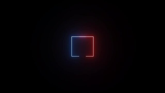 pink and blue color neon rectangle on squires black background