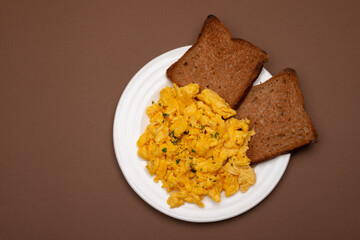 Toast with scrambled eggs