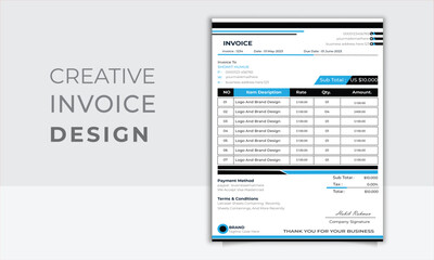 Client Invoice, Letter and Project Brief Layout two color invoice template