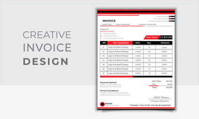 Business invoice form template, money bills or price invoices and payment agreement design templates.