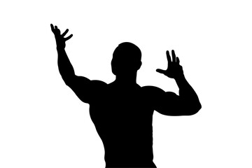black silhouette back male bodybuilder bodybuilding competition