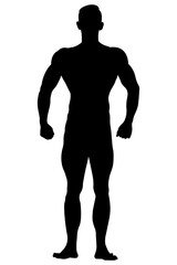 Fototapeta premium muscular athletic bodybuilder in relaxed pose black silhouette
