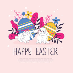 Happy Easter banner, poster, greeting card.