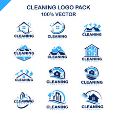 Cleaning Service Logo Set Design Template Collection 01