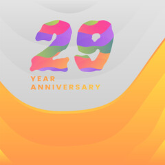 29 Years Annyversary Celebration. Abstract numbers with colorful templates. eps 10.