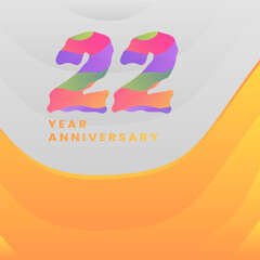 22 Years Annyversary Celebration. Abstract numbers with colorful templates. eps 10.