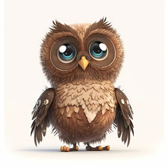 Naklejka premium Owl Isolated on White Background. Generative AI