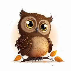 Owl Isolated on White Background. Generative AI