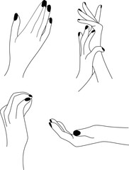 Illustration of the brush of hands line art. Vector hands, art. Arm. 