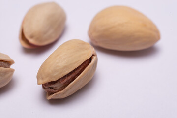 pistachio nuts on white background