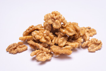 walnuts on white background