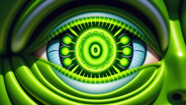The eyes of an alien creature awakens the concept of artificial intelligence, Technologies of our future, artificial intelligence generation.