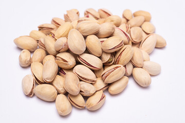 pistachio nuts on white background