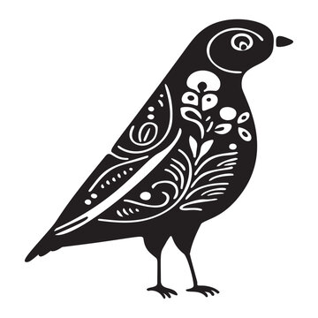 Cute Bird Vector Illustration. Low Brow Ornithology Wildlife Motif. 