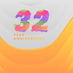 32 Years Annyversary Celebration. Abstract numbers with colorful templates. eps 10.