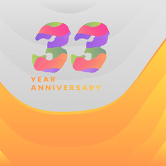 33 Years Annyversary Celebration. Abstract numbers with colorful templates. eps 10.