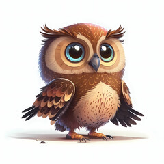 Naklejka premium Owl Isolated on White Background. Generative AI