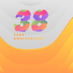 38 Years Annyversary Celebration. Abstract numbers with colorful templates. eps 10.