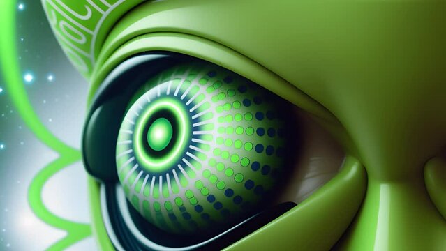The eyes of an alien creature awakens the concept of artificial intelligence, Technologies of our future, artificial intelligence generation.