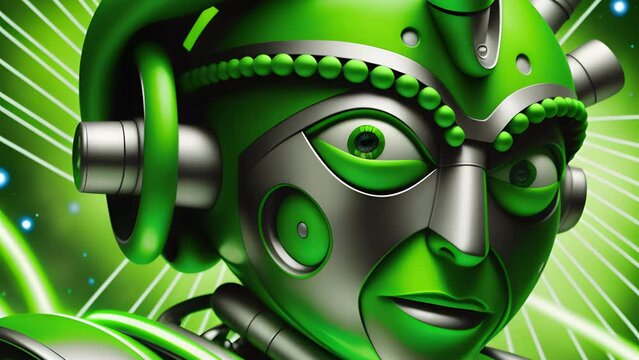 The face of an alien creature awakens the concept of artificial intelligence, Technologies of our future, artificial intelligence generation.