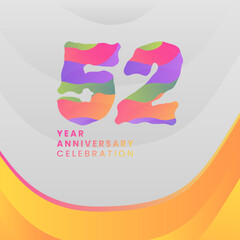 52 Years Annyversary Celebration. Abstract numbers with colorful templates. eps 10.