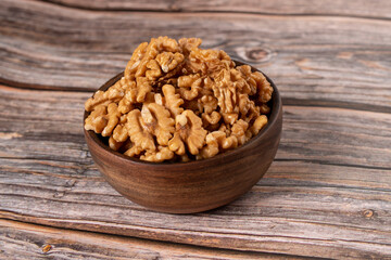walnuts in a wooden bowl