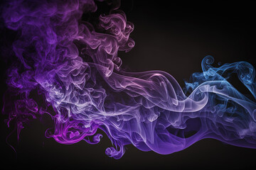 Beautiful and colorful smoke with black background. Generated AI