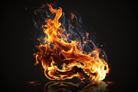 Beautiful flames on black background. AI generated