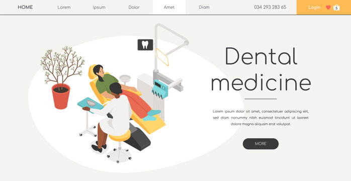 Dental medicine - modern vector colorful isometric web banner