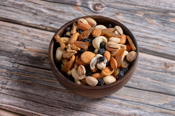 nuts in a wooden bowl