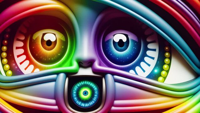 The eyes of an alien creature awakens the concept of artificial intelligence, Technologies of our future, artificial intelligence generation.