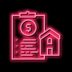 house buy contract neon glow icon illustration