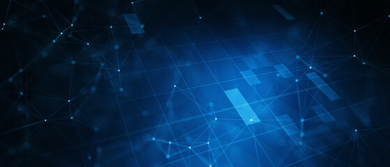 Abstract digital background with cybernetic particles. Illustration