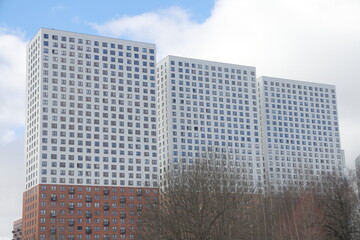 View of new residential buildings. Skyscrapers in the Butovo district, Moscow. real estate in winter.