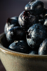 Macro photography of blueberries
