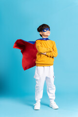 The image of a boy wearing a cape transforms into a hero © Q88