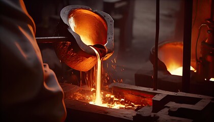 Smelting Steel to Perfection: Forging the Future of Metallurgy at Foundry Factory: Generative AI - obrazy, fototapety, plakaty