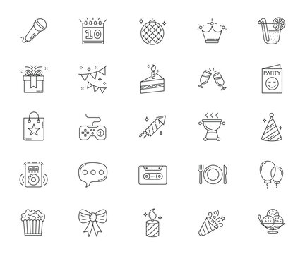 Set of party line icons. Vector illustration.