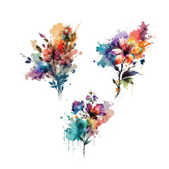 watercolor colorful floral