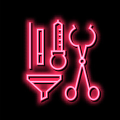 funel tongs dropper tools neon glow icon illustration