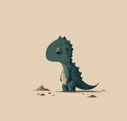 Green baby cartoon dinosaur. Vector illustration