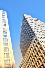 Fototapeta premium Low angle view of skyscrapers in Berlin