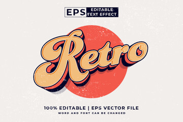 Editable text effect Retro 3d cartoon style premium vector - obrazy, fototapety, plakaty