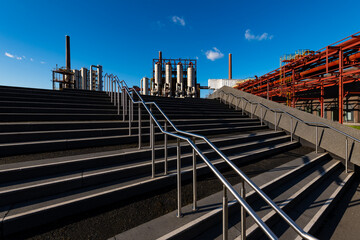 Modern concrete stairway on the site of former “Kokerei Zollverein“ a majestic coking plant in...