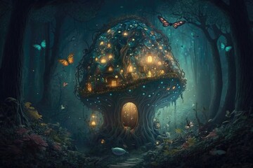 Magical fairytale forest fantasy. Generative AI