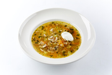 vegetable soup on the white background