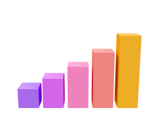 3d blank bar graph template. bar chart mock up. data analysis. colorful statistic bar chart. 3d illustration.